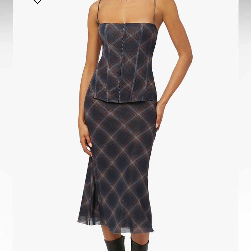 WeWoreWhat Diagonal plaid midi skirt